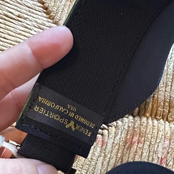 Fenix sportier Green Perforated Italian leather Visor Hat with gold hardware - Picture 7 of 11